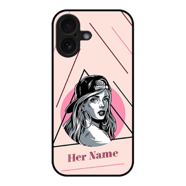 iPhone 16 Custom Glass Phone Case - Rockstar Girl Design