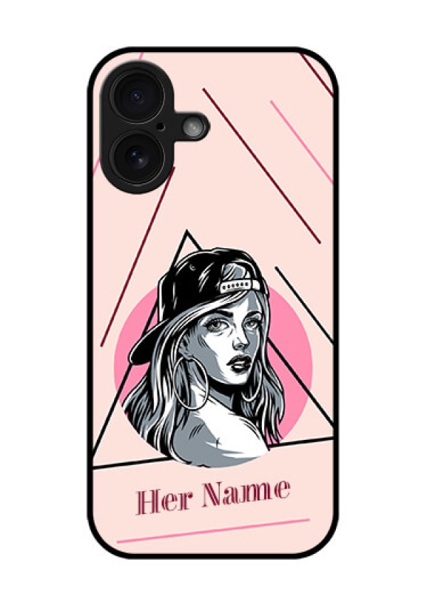 iPhone 16 Custom Glass Phone Case - Rockstar Girl Design