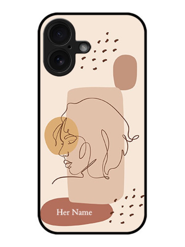 Custom iPhone 16 Custom Glass Phone Case - Calm Woman Line Art Design