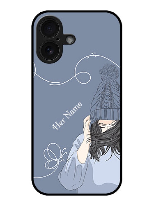Custom iPhone 16 Custom Glass Phone Case - Girl In Winter Outfit Design