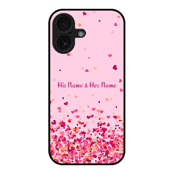 iPhone 16 Custom Glass Phone Case - Floating Hearts Design