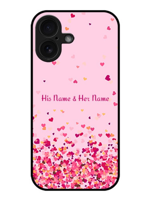 Custom iPhone 16 Custom Glass Phone Case - Floating Hearts Design