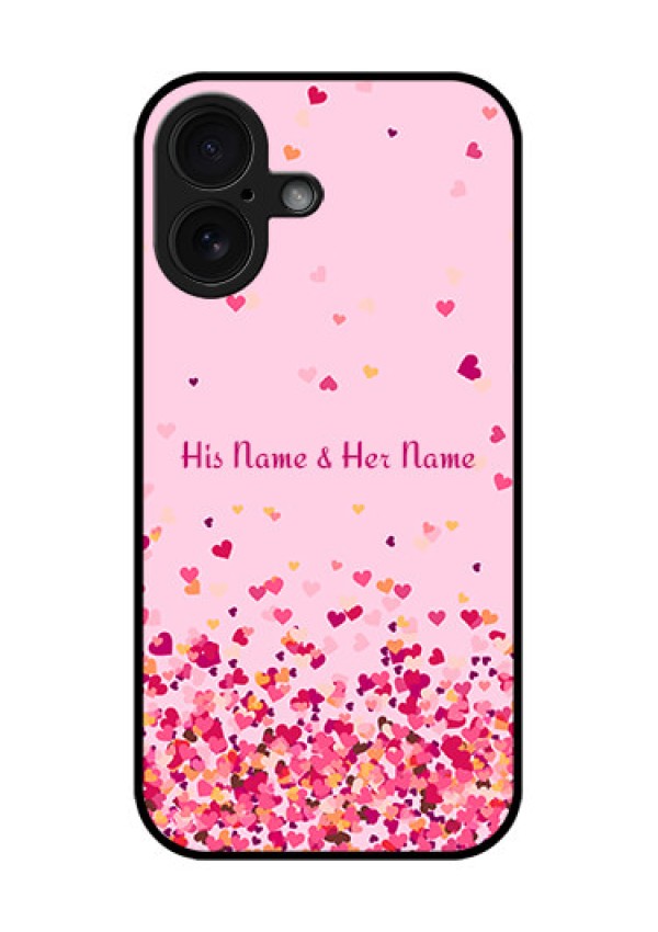 iPhone 16 Custom Glass Phone Case - Floating Hearts Design