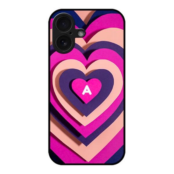 iPhone 16 Custom Glass Phone Case - Cute Heart Pattern Design