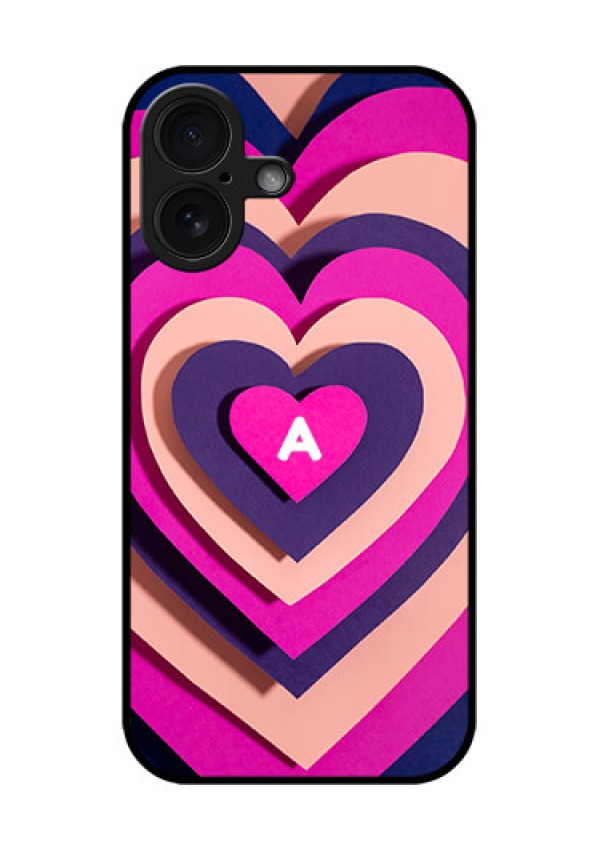 iPhone 16 Custom Glass Phone Case - Cute Heart Pattern Design