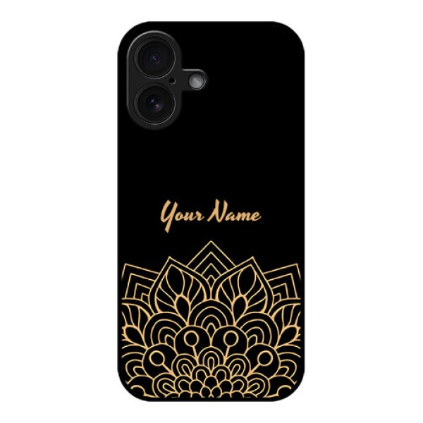 iPhone 16 Custom Glass Phone Case - Golden Mandala Design