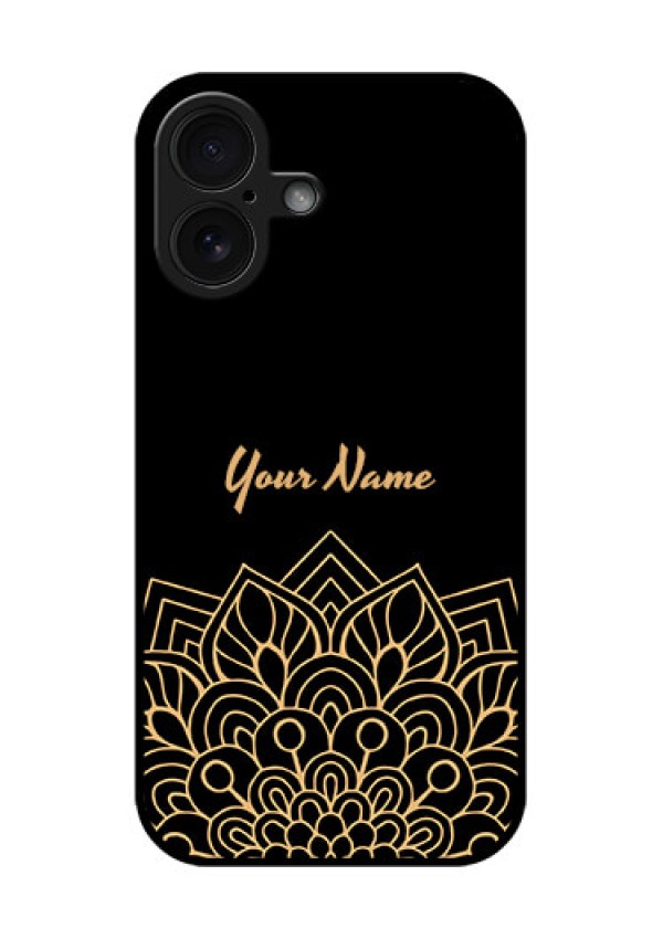 iPhone 16 Custom Glass Phone Case - Golden Mandala Design