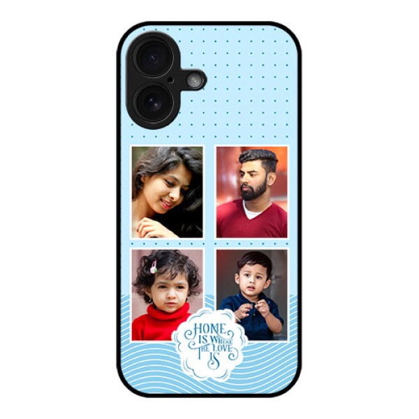 iPhone 16 Custom Glass Phone Case - Cute Love Quote With 4 Pic Upload Design iPhone 16 Custom Glass Phone Case - Cute Love Quote With 4 Pic Upload Design