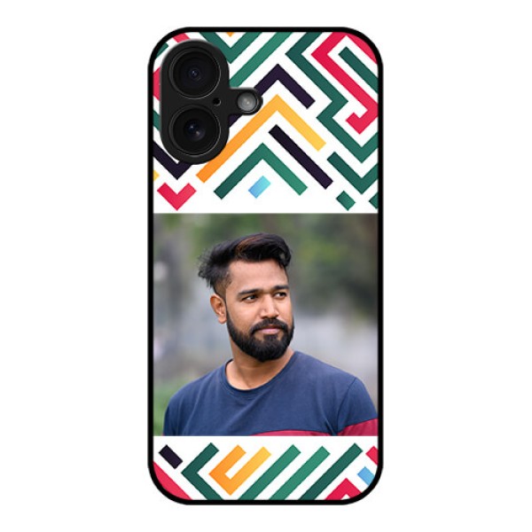 iPhone 16 Custom Glass Phone Case - Colorful Maze Pattern Design iPhone 16 Custom Glass Phone Case - Colorful Maze Pattern Design