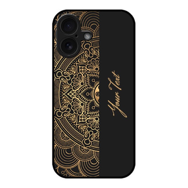 iPhone 16 Custom Glass Phone Case - Mandala Art With Custom Text Design iPhone 16 Custom Glass Phone Case - Mandala Art With Custom Text Design