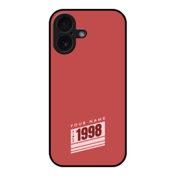 iPhone 16 Custom Glass Phone Case - Red Custom Year Of Birth Design