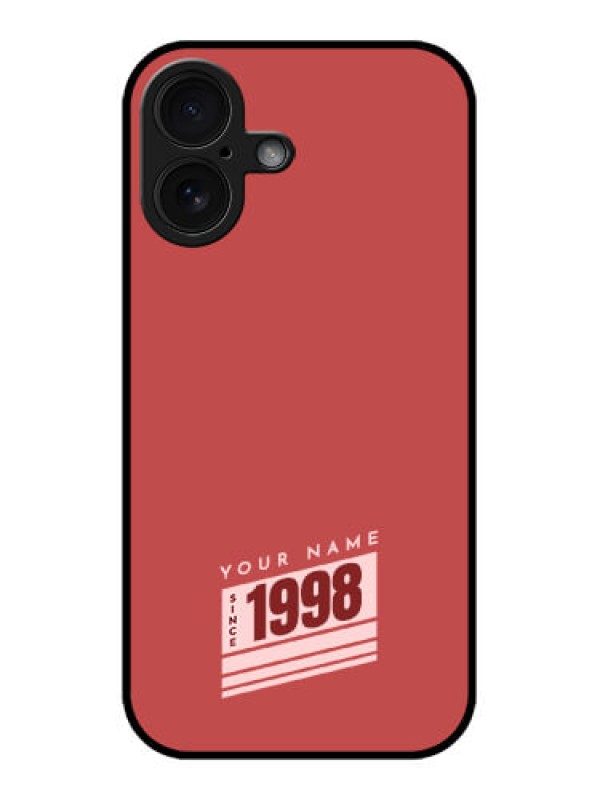Custom iPhone 16 Custom Glass Phone Case - Red Custom Year Of Birth Design