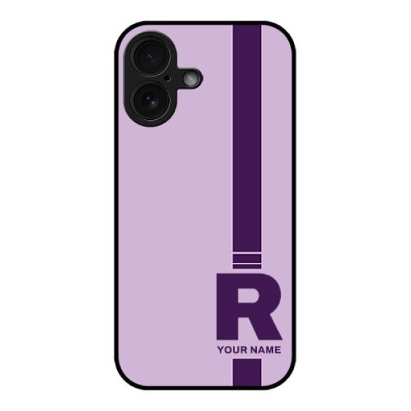 iPhone 16 Custom Glass Phone Case - Simple Dual Tone Stripe With Name Design iPhone 16 Custom Glass Phone Case - Simple Dual Tone Stripe With Name Design