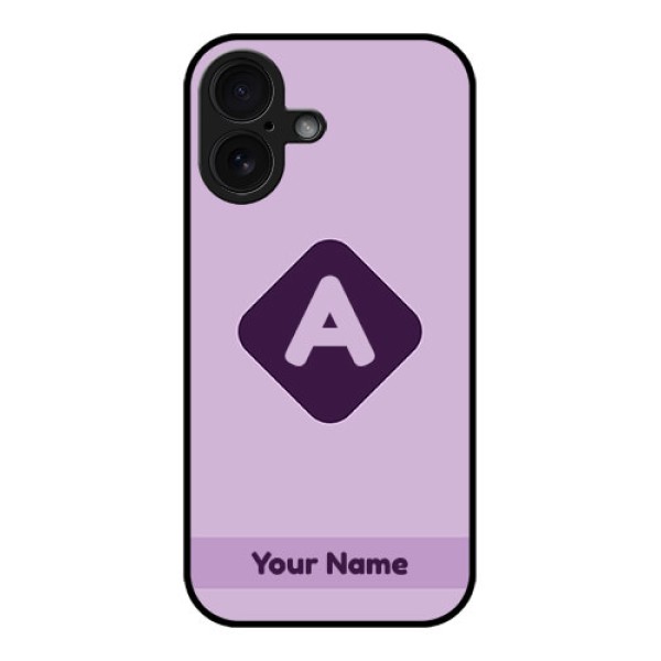 iPhone 16 Custom Glass Phone Case - Custom Letter In Curved Badge Design iPhone 16 Custom Glass Phone Case - Custom Letter In Curved Badge Design