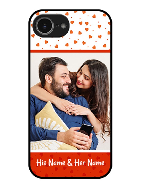 Custom iPhone 16e Custom Glass Phone Case - Orange Love Symbol Design