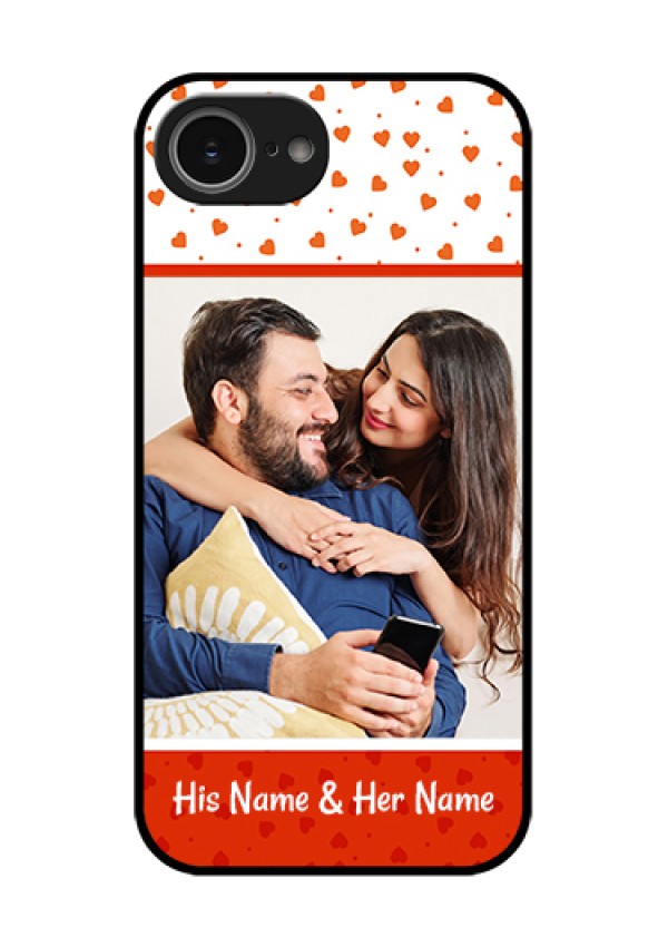iPhone 16e Custom Glass Phone Case - Orange Love Symbol Design