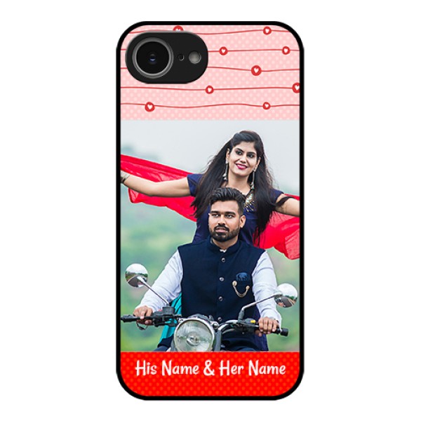 iPhone 16e Custom Glass Phone Case - Red Pattern Case Design iPhone 16e Custom Glass Phone Case - Red Pattern Case Design