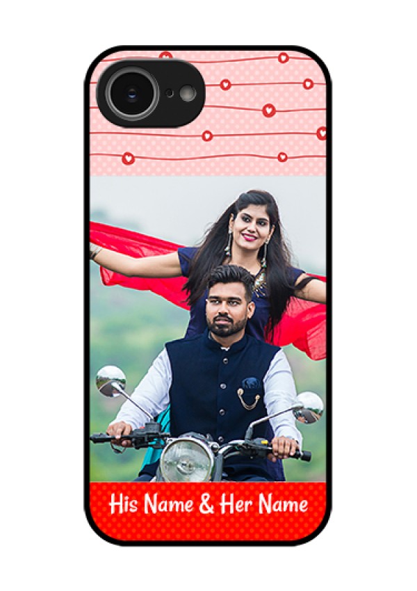 iPhone 16e Custom Glass Phone Case - Red Pattern Case Design