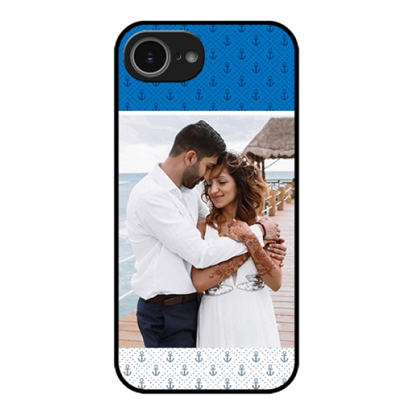 iPhone 16e Custom Glass Phone Case - Blue Anchors Design