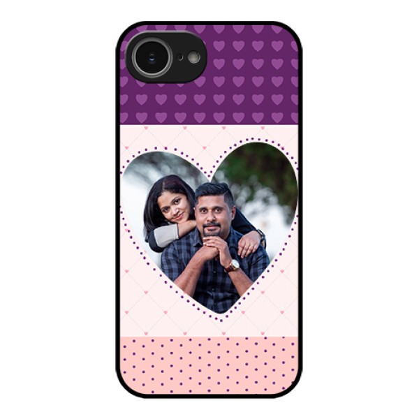 iPhone 16e Custom Glass Phone Case - Violet Love Dots Design