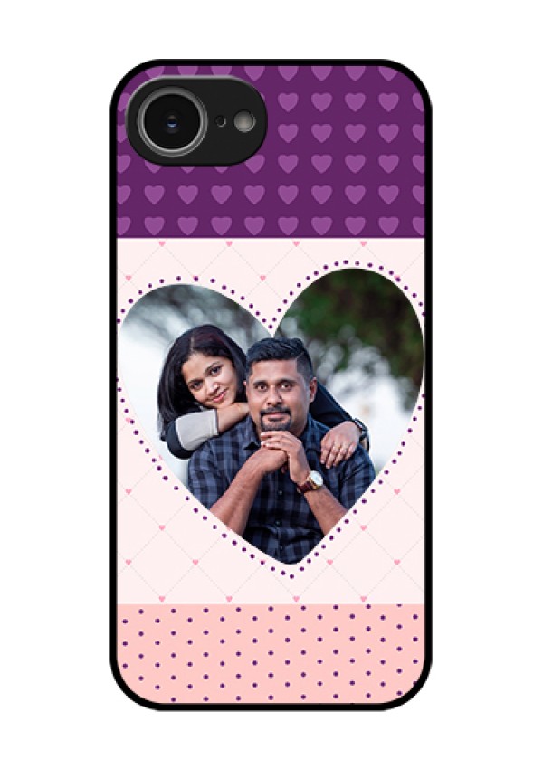iPhone 16e Custom Glass Phone Case - Violet Love Dots Design