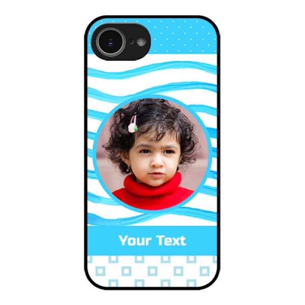 iPhone 16e Custom Glass Phone Case - Simple Blue Case Design