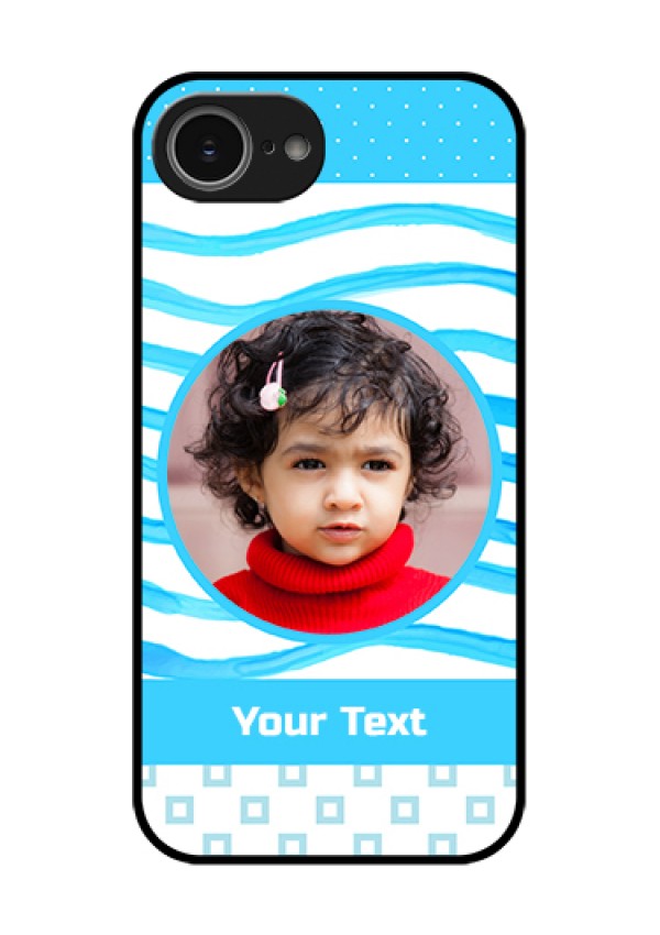 iPhone 16e Custom Glass Phone Case - Simple Blue Case Design