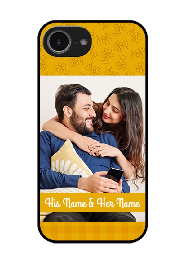 iPhone 16e Custom Glass Phone Case - Yellow Floral Design