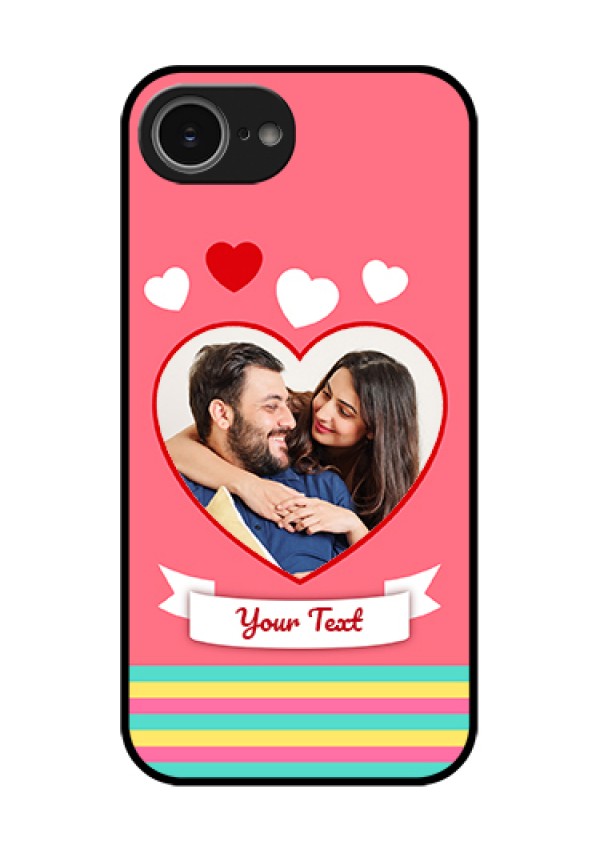 iPhone 16e Custom Glass Phone Case - Love Shapes Doodle Design