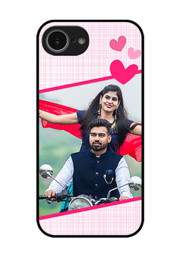 iPhone 16e Custom Glass Phone Case - Love Shape Heart Design
