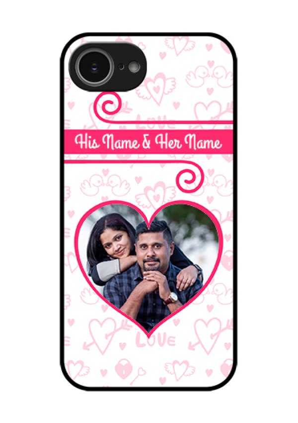 iPhone 16e Custom Glass Phone Case - Heart Shape Love Design