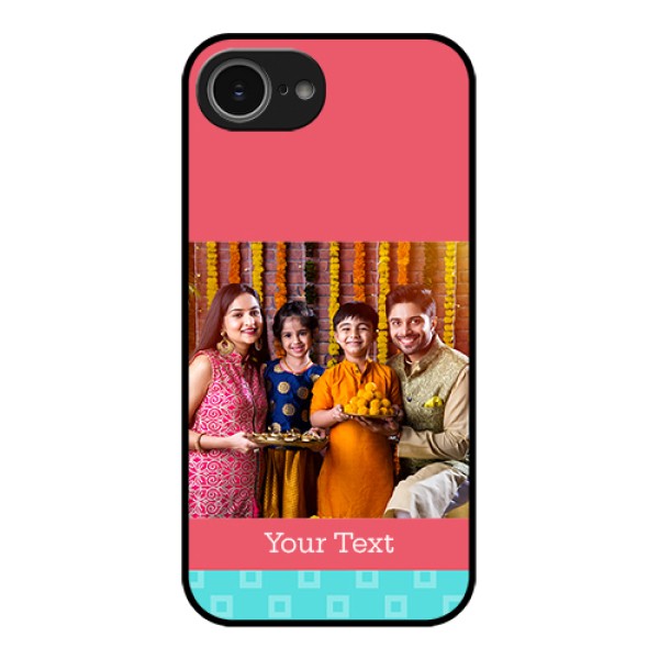 iPhone 16e Custom Glass Phone Case - Peach & Blue Color Design iPhone 16e Custom Glass Phone Case - Peach & Blue Color Design