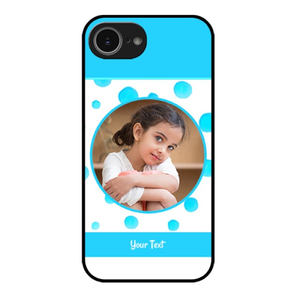 iPhone 16e Custom Glass Phone Case - Blue Bubbles Pattern Design iPhone 16e Custom Glass Phone Case - Blue Bubbles Pattern Design
