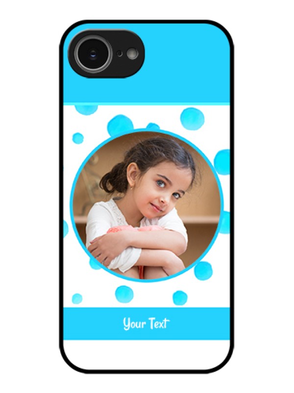 Custom iPhone 16e Custom Glass Phone Case - Blue Bubbles Pattern Design