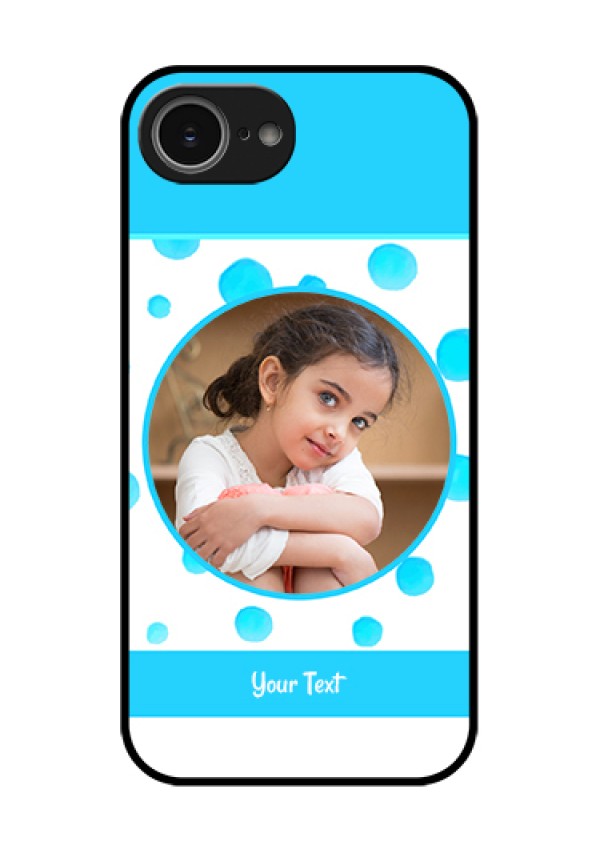 iPhone 16e Custom Glass Phone Case - Blue Bubbles Pattern Design