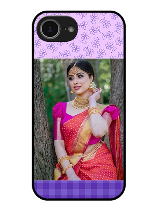 Custom iPhone 16e Custom Glass Phone Case - Purple Floral Design