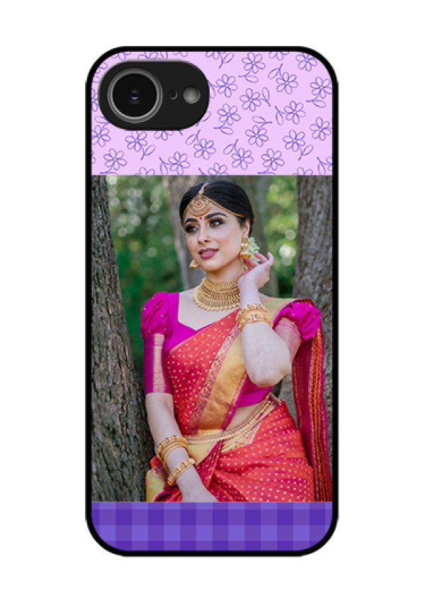 iPhone 16e Custom Glass Phone Case - Purple Floral Design