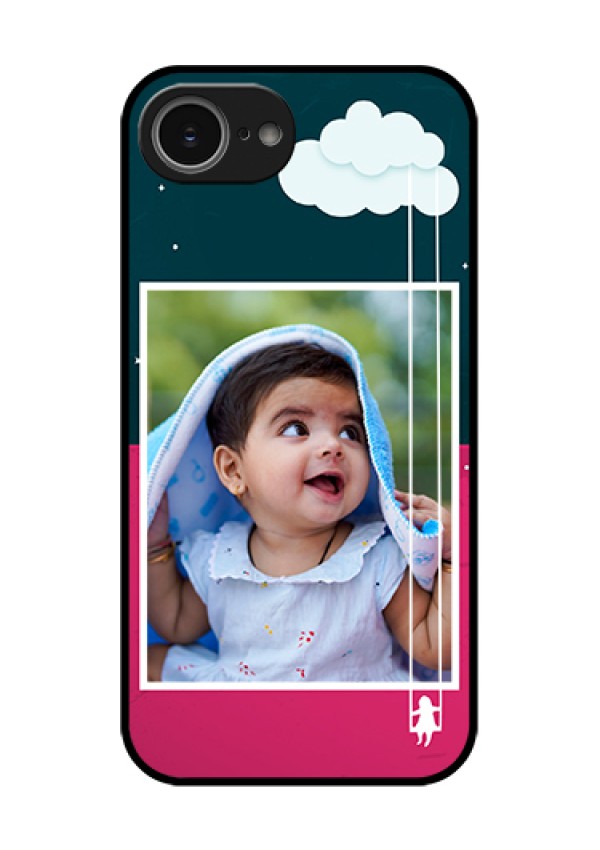 iPhone 16e Custom Glass Phone Case - Cute Girl With Cloud Design
