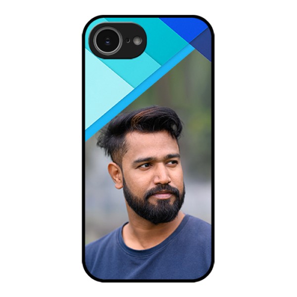 iPhone 16e Custom Glass Phone Case - Blue Pattern Design