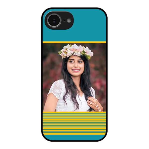 iPhone 16e Custom Glass Phone Case - Yellow & Blue Design