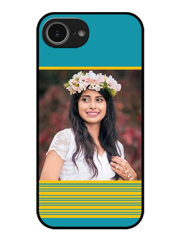 Custom iPhone 16e Custom Glass Phone Case - Yellow & Blue Design