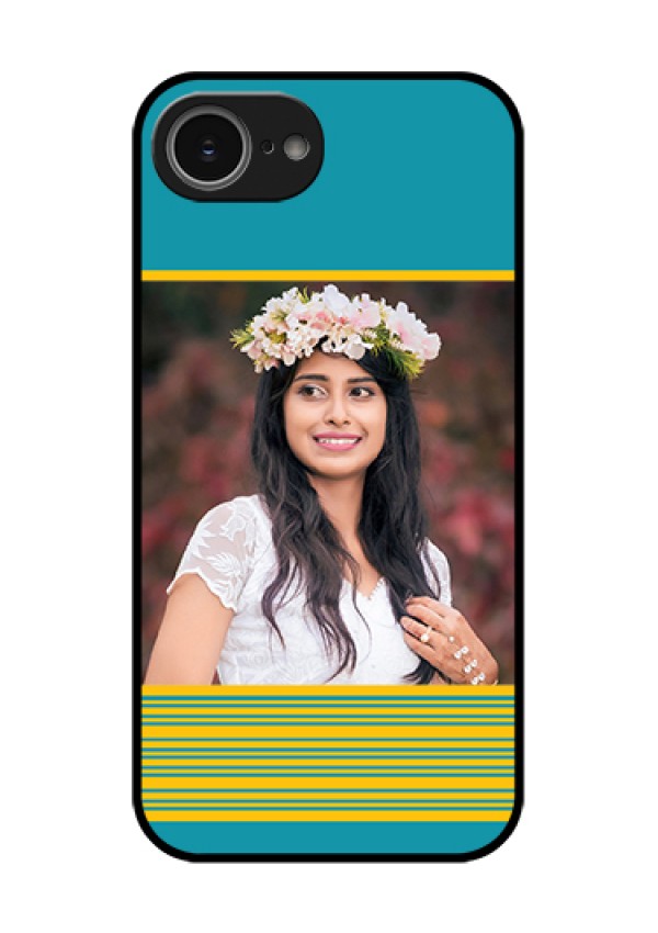 iPhone 16e Custom Glass Phone Case - Yellow & Blue Design