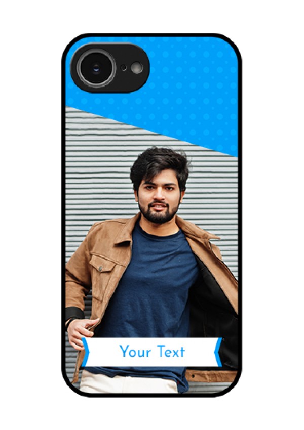iPhone 16e Custom Glass Phone Case - Simple Blue Color Design
