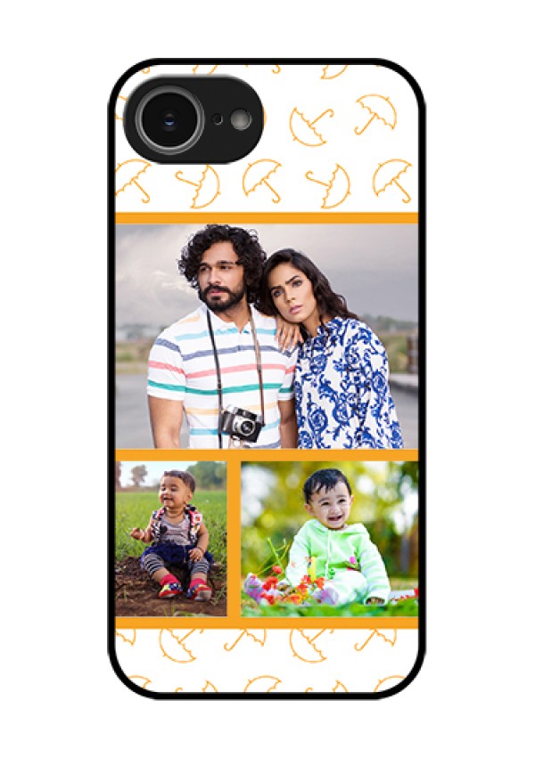 iPhone 16e Custom Glass Phone Case - Yellow Pattern Design