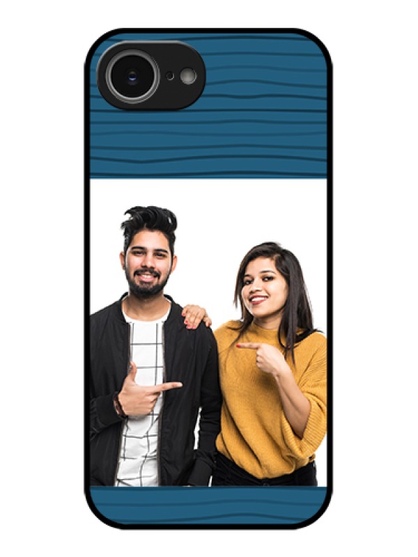 Custom iPhone 16e Custom Glass Phone Case - Blue Pattern Cover Design