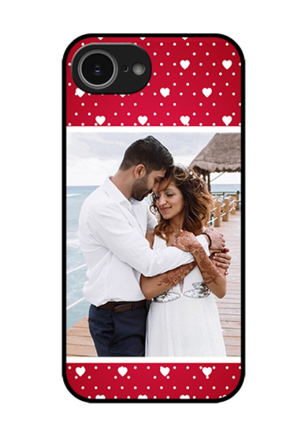 iPhone 16e Custom Glass Phone Case - Hearts Mobile Case Design