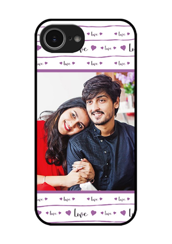 iPhone 16e Custom Glass Phone Case - Couples Heart Design