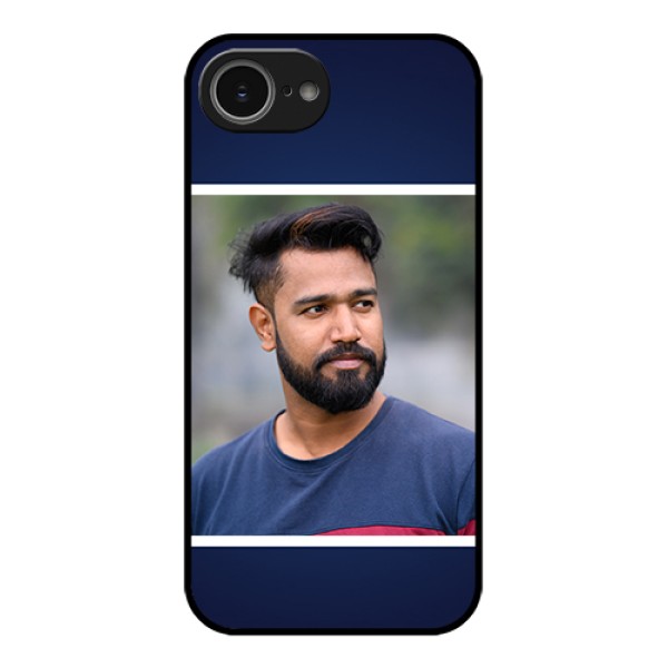 iPhone 16e Custom Glass Phone Case - Simple Royal Blue Design iPhone 16e Custom Glass Phone Case - Simple Royal Blue Design