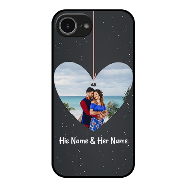 iPhone 16e Custom Glass Phone Case - Hanging Heart Design
