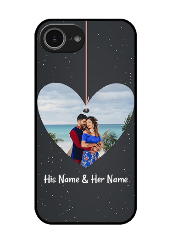 iPhone 16e Custom Glass Phone Case - Hanging Heart Design